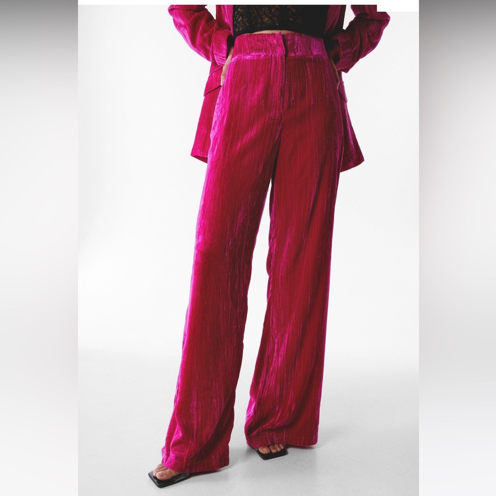 Nasty Gal Hot Pink velvet Trousers
